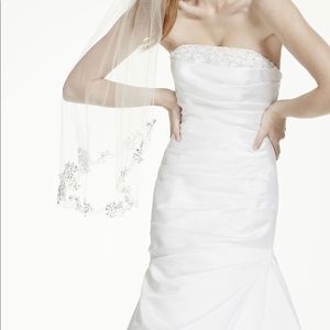 White Strapless Trumpet Wedding Dress w Beading 4